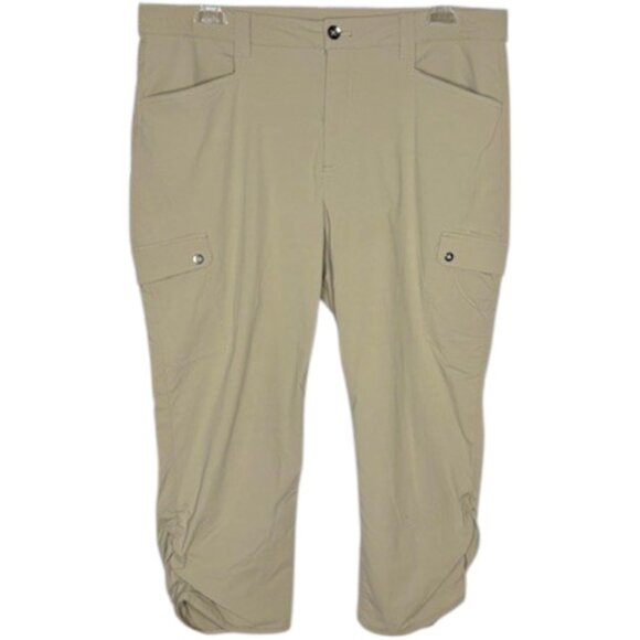 Eddie Bauer Ruched Hem Hiking Cargo Capris Pockets - Khaki - 16T - Picture 1 of 7
